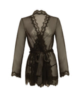 Oh la la Cheri Eyelash Lace Sheer Mesh Provence Short Robe Black-Rebel Romance
