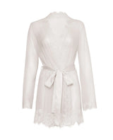 Oh la la Cheri Eyelash Lace Sheer Mesh Provence Short Robe White-Rebel Romance