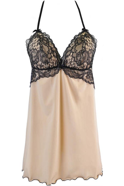 Axami 10539 Seductive Lace Cups Babydoll Beige/Black