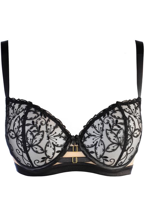 Axami 10551 Sheer Embroidery Unlined Bra Black Angel