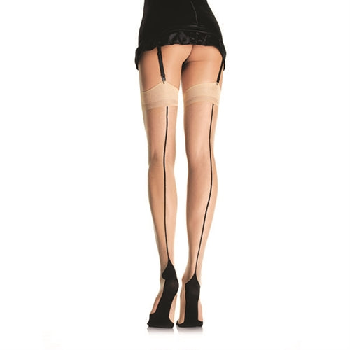 Leg Avenue Contrast Backseam Stockings - One Size - Beige