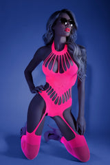 Fantasy Glow Black Light No Promises Bodystocking Neon Pink-Rebel Romance