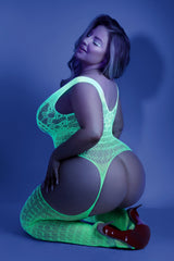 Fantasy Plus Glow Black Light Supersonic Bodystocking Neon Green-Rebel Romance