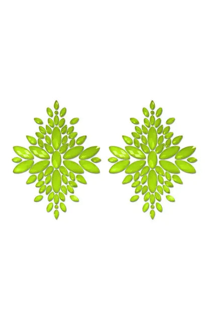 Fantasy Fashion Pasties Set: Neon Green Crystal Pasties