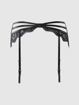 House of Desire Queen Felicia Leopard Mesh & Lace Bra, Garter & G-String Set