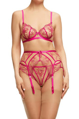 Dita Von Teese Femmoiselle Sheer Suspender Belt Pomegranate