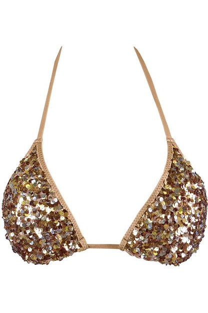 Axami 12081 Luxury Shimmer Sequins Triangle Bikini Top