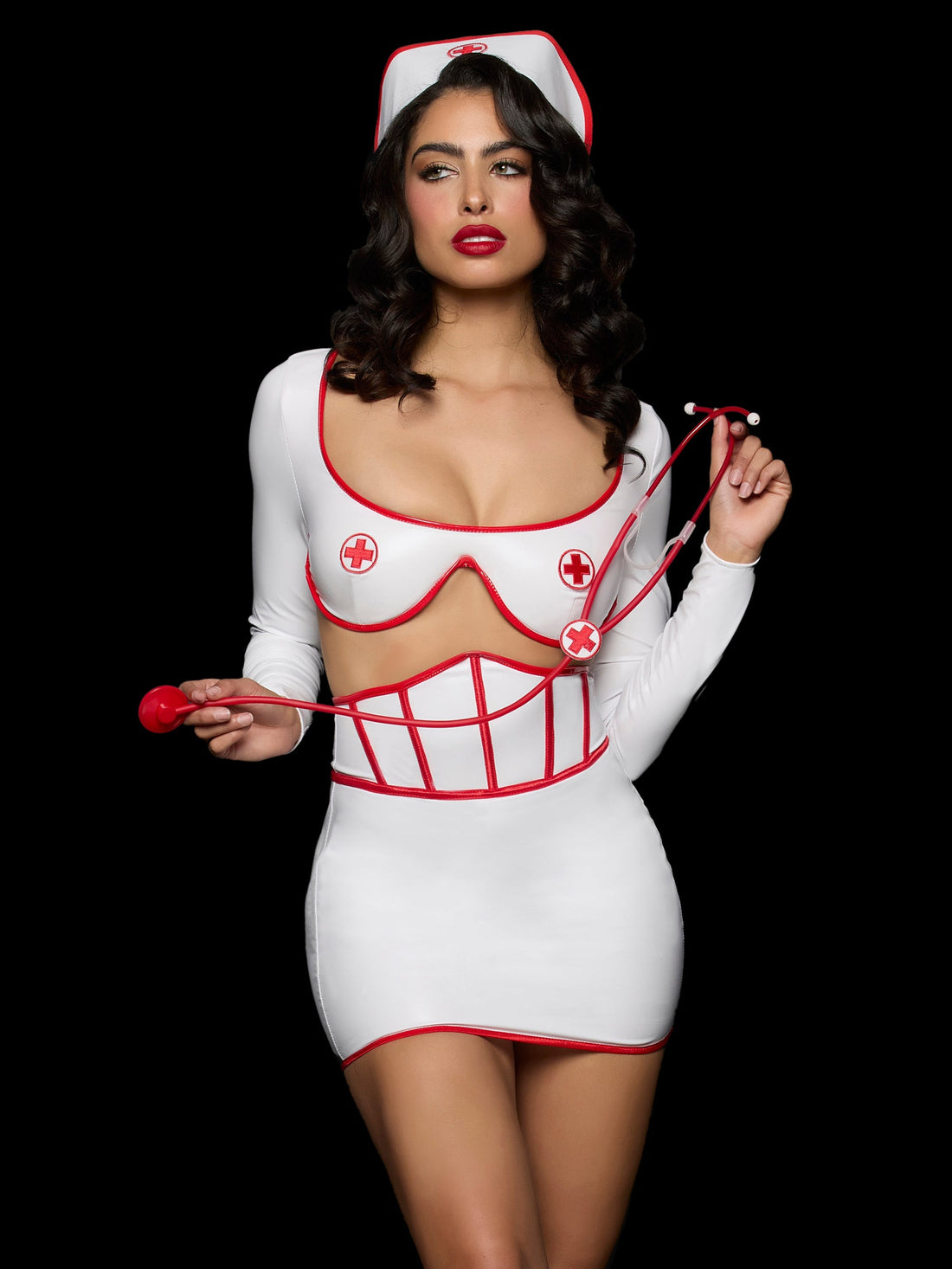 House of Desire First Aid Bra Top & Open Back Skirt Set Costume
