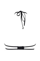 Avant-garde Flamenco sheer mesh unlined bra with black halter tie and open back band.