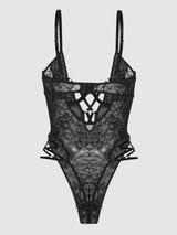 Flora Strappy Lace Teddy Black