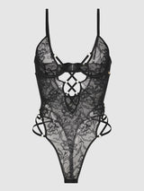 Flora Strappy Lace Teddy Black