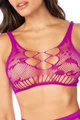 Mapale Floral Fishnet Two Piece Set