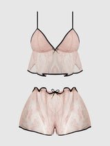 Flouncy Lace Cami & Short Sleep Set Light Pink