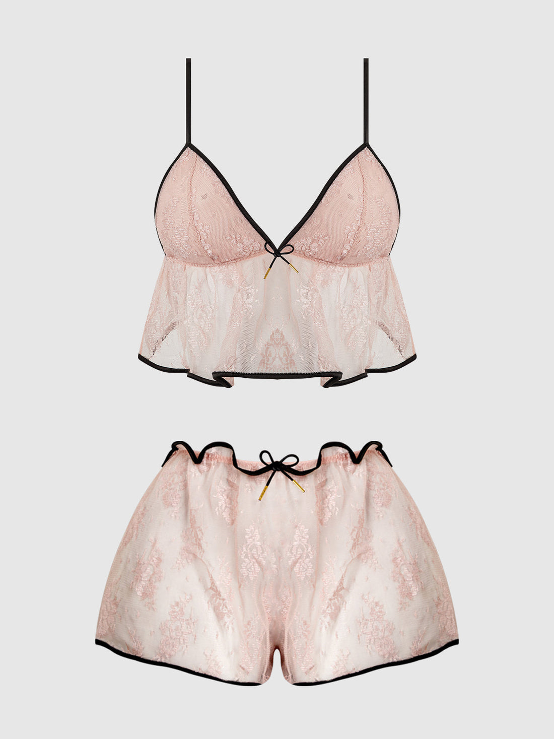 House of Desire Queen Flouncy Lace Cami & Short Sleep Set Light Pink