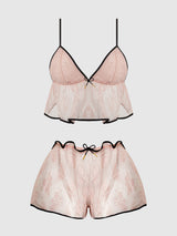 House of Desire Queen Flouncy Lace Cami & Short Sleep Set Light Pink