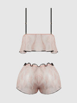 Flouncy Lace Cami & Short Sleep Set Light Pink