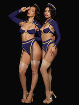 House of Desire Flying High Pilot Bra Top, High Waist Panty & Hat Set Costume