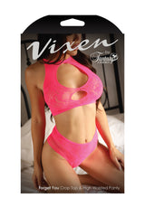 Fantasy Forget You Crop Top & High Waisted Panty Hot Pink-Rebel Romance