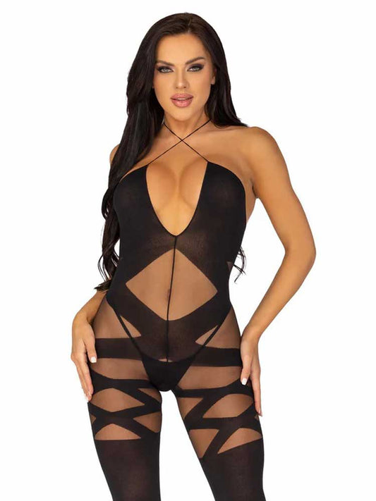 Leg Avenue Feels Like Love Opaque Bodystocking - One Size - Black