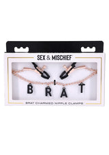 Sex & Mischief Brat Charmed Nipple Clamps Rose Gold/Black