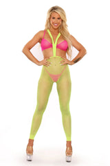 Fantasy Lingerie Glow Black Light Come Alive 3 Piece Suspender Stockings Set