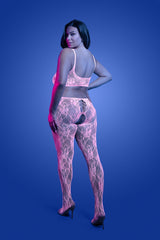 Fantasy Lingerie Queen Glow Black Light Equilibrium Crotchless Bodystocking