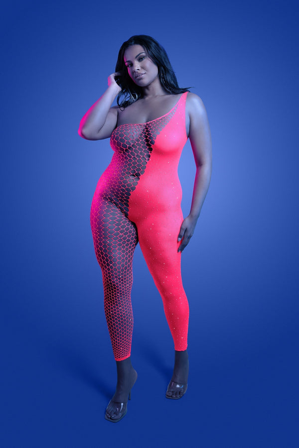 Fantasy Lingerie Queen Glow Black Light Hyperdrive Rhinestone Bodystocking