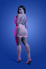 Fantasy Lingerie Queen Glow Black Light Metamorphic Bodystocking Dress