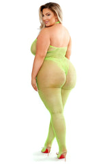 Fantasy Lingerie Queen Glow Black Light Moonbeam Bodystocking Neon Green