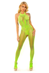 Fantasy Lingerie Glow Black Light Moonbeam Bodystocking Neon Green