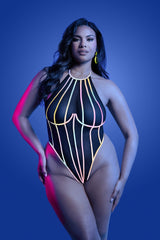 Fantasy Lingerie Glow Black Light Solar Flare Teddy
