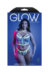 Fantasy Lingerie Glow Black Light Supernatural Zipper Bra Top & Panty Set