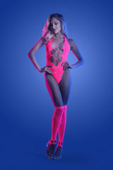 Fantasy Glow Flashback Seamless Rhinestone Teddy & Gloves Neon Pink