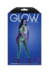 Fantasy Glow High Voltage High Neck Bodystocking & G-string Neon Green