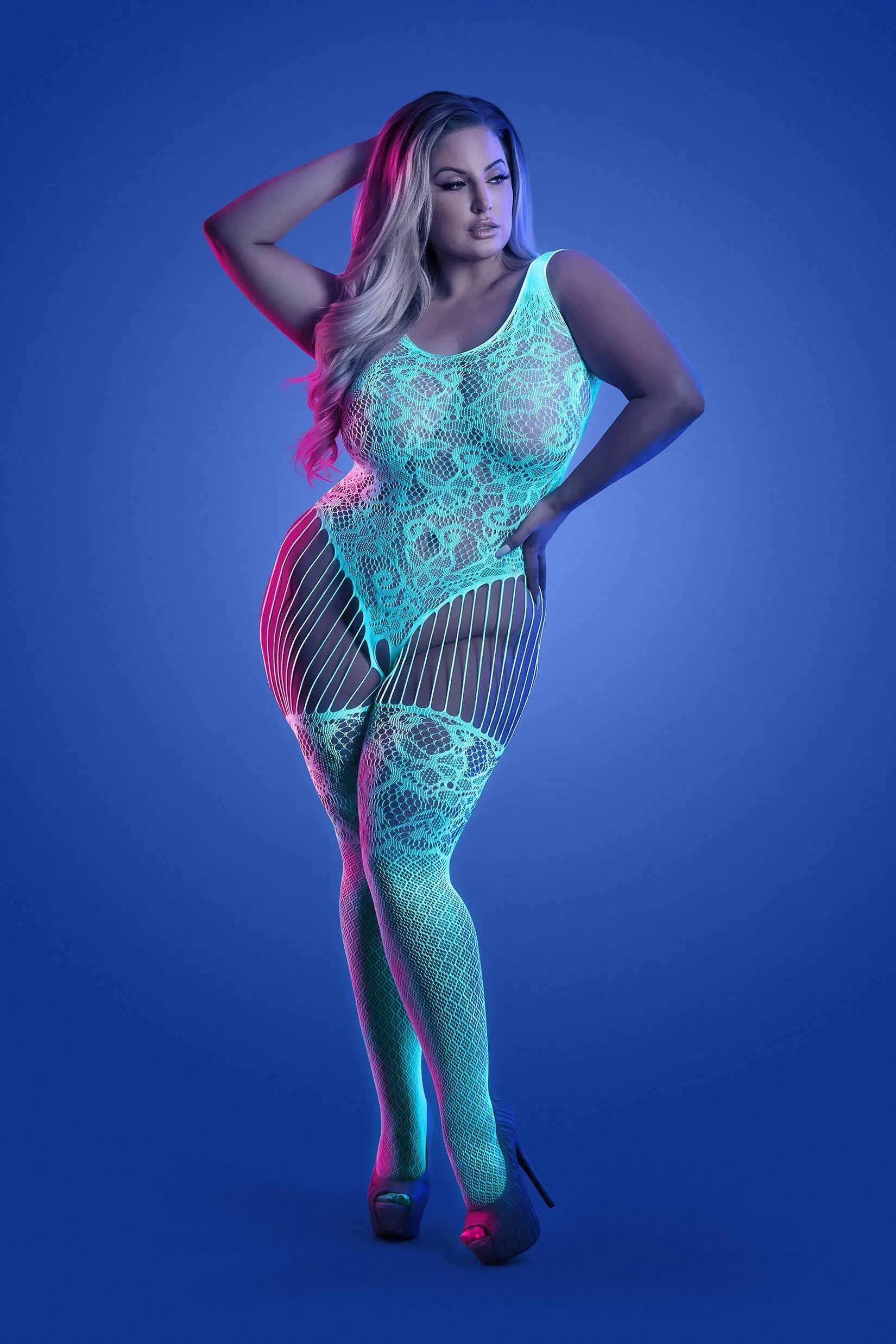 Fantasy Glow Queen Illuminate Crotchless Teddy Bodystocking