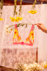 Mapale Solar Blossom Glow Flowers Bralette Bra Set Pink
