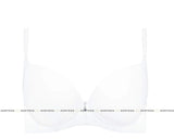 Gorteks Carla white push-up bra with smooth, moulded cups, delicate ribbon, and gemstone detail.