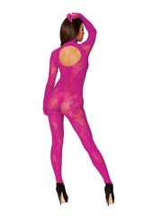 Dreamgirl Bodystocking With Finger Gloves - Queen Size - Azalea