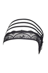 Black Axami Grafite strappy tanga thong with delicate lace and flexible stripes.