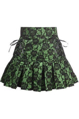 Daisy Corsets Green Satin w/Black Lace Overlay Lace-Up Skirt