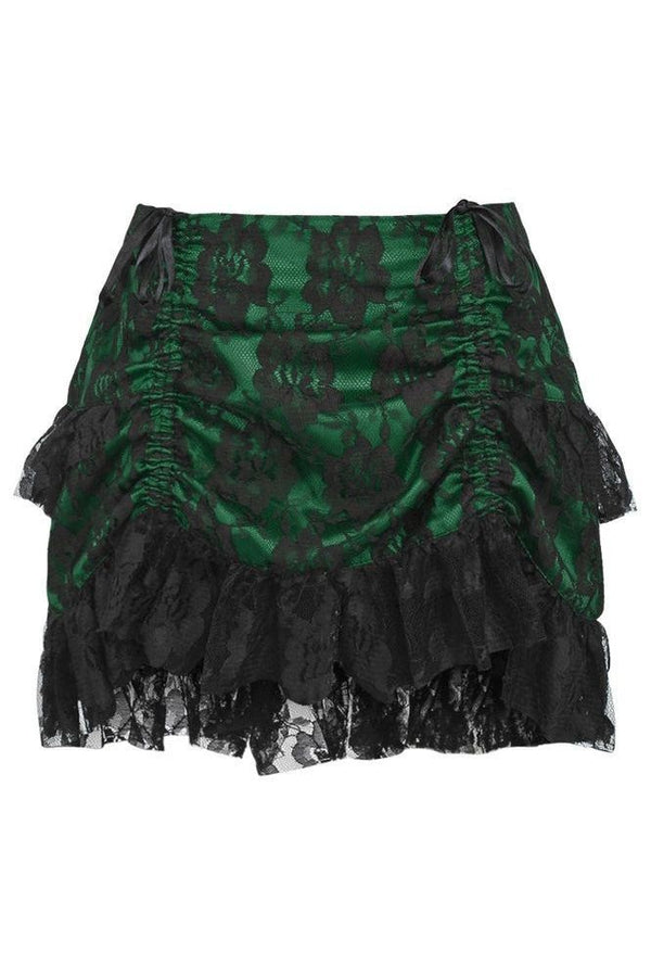 Daisy Corsets Green/Black Lace Ruched Bustle Skirt