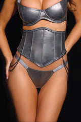 Coquette Gunmetal Waspie Boned Corset
