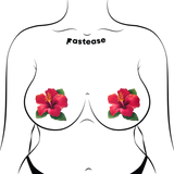 Pastease Tropical Vibrant Hawaiian Hibiscus Botanical Flower - Red