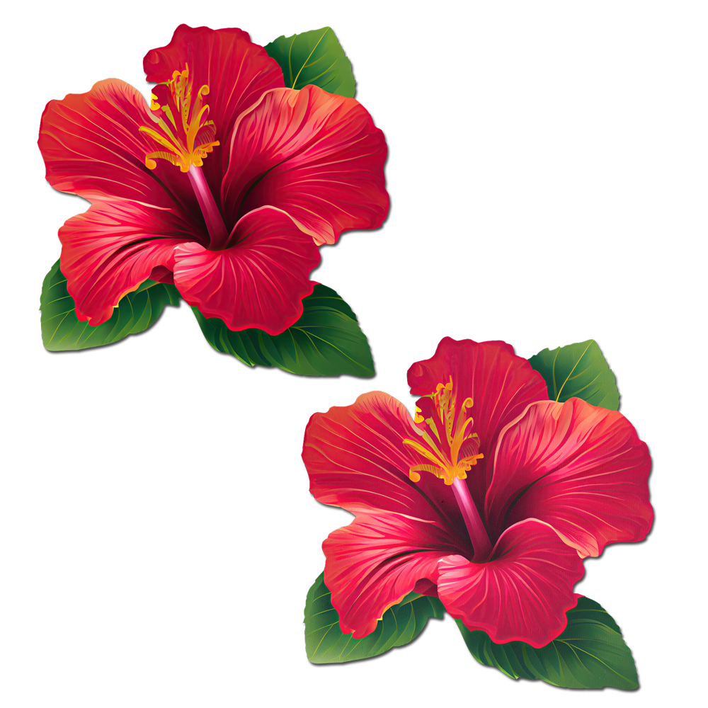 Pastease Tropical Vibrant Hawaiian Hibiscus Botanical Flower - Red