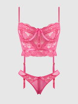 House of Desire Queen Harlow Bustier and Backless Hipster Set Fuchsia Purple