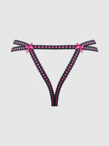 Harper See Through Embroidery Mesh Cheeky Panty Black with Pink Flowers