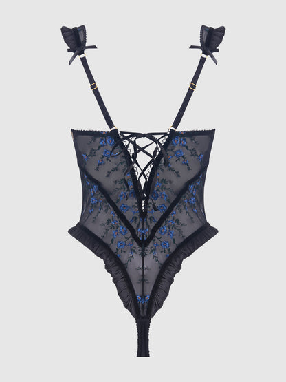 House of Desire Harper See Through Embroidery Mesh Teddy