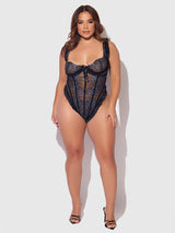 House of Desire Queen Harper See Through Embroidery Mesh Teddy Black/Blue