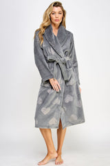 BeWicked Heart Plush Beverly Robe Slate Gray