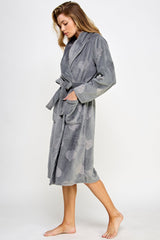 BeWicked Heart Plush Beverly Robe Slate Gray